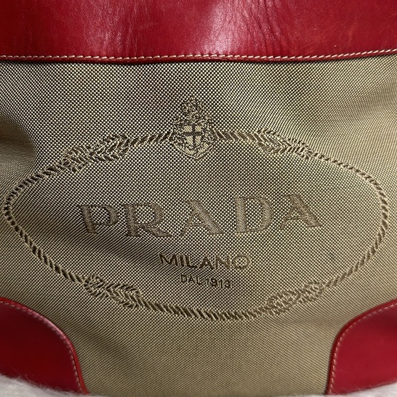 💯Authentic PRADA 
Jacquard Logo Hobo Corda Rosso🍀 - Picture 11 of 17